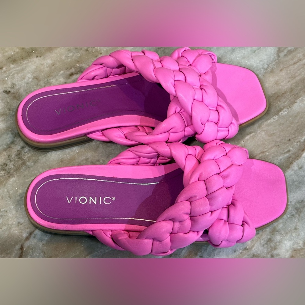 Women’s VIONIC Kalina hot pink braided slide sandals- Size 10 - Picture 2 of 6